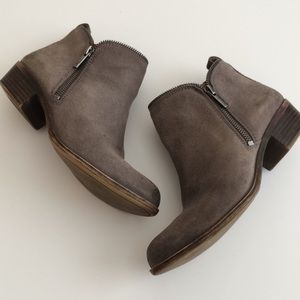 Lucky Brand distressed grey zipper trim booties